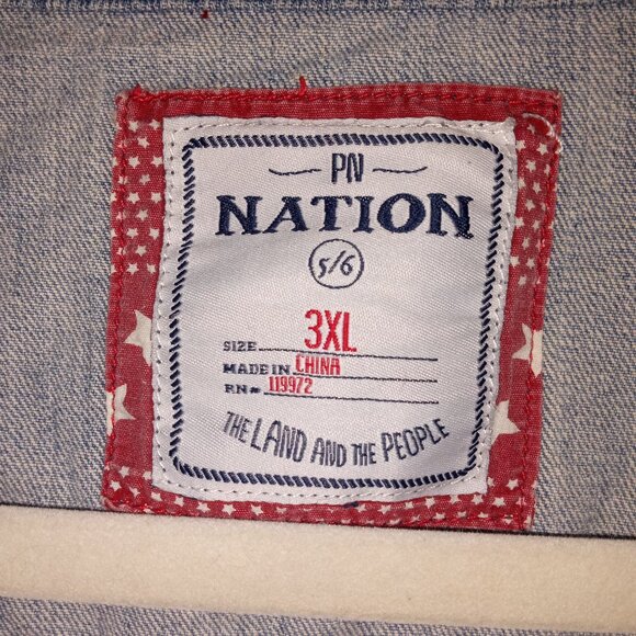 PARISH NATION Men's 3XL Distressed Denim Cut-Off Vest Moto - Picture 3 of 7